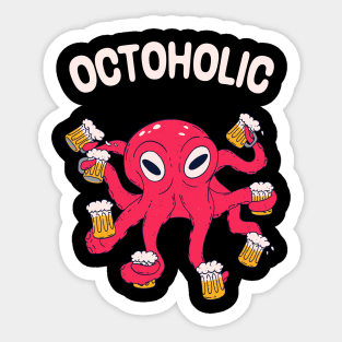 Octoholic Beer Kraken Fun Drinking Party Sticker